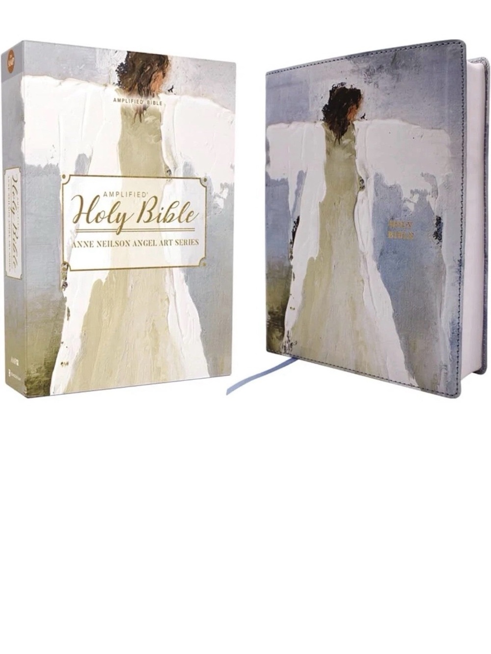Amplified Holy Bible, Anne Neilson Angel Art Series, Leathersoft, Blue - Zonderv